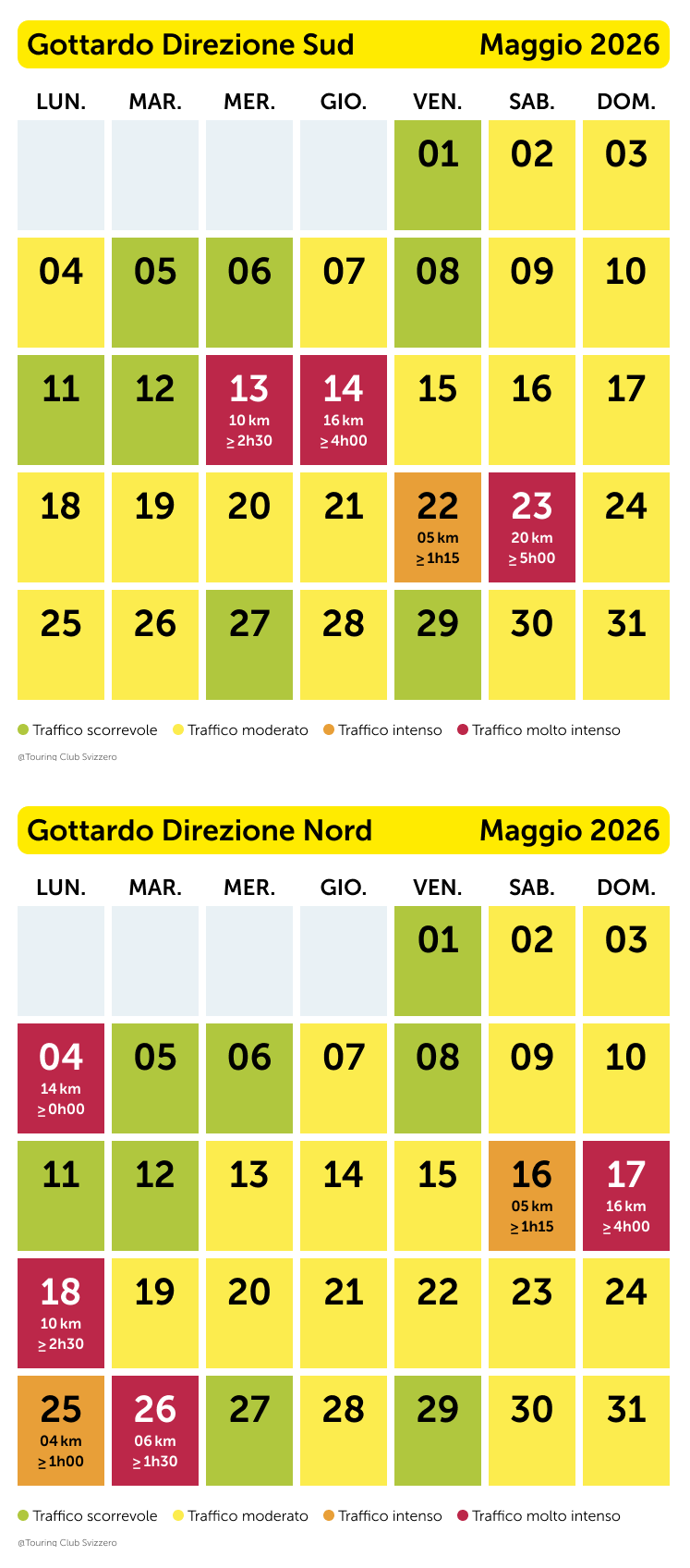Traffico al Gottardo Maggio 2026