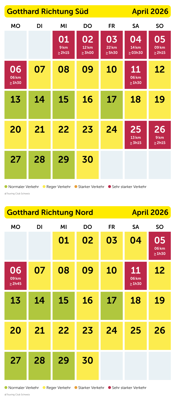 Stauprognose Gotthard April 2026
