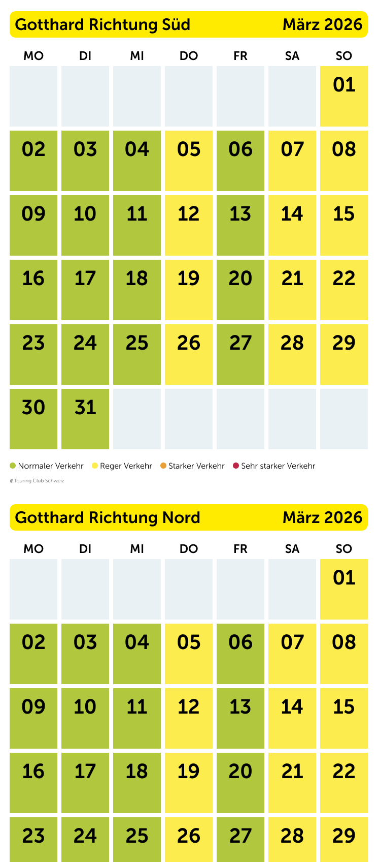 Stauprognose Gotthard März 2026