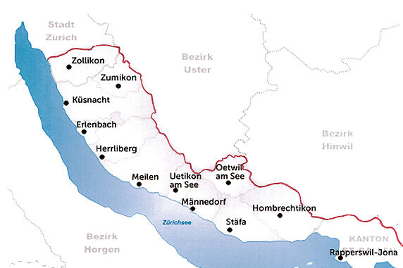 Bezirke Gemeinden Zürichsee rechtes Ufer