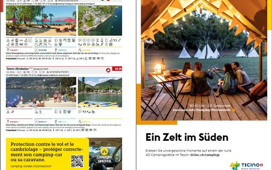 Werbemöglichkeiten im TCS Campingführer – Printausgabe