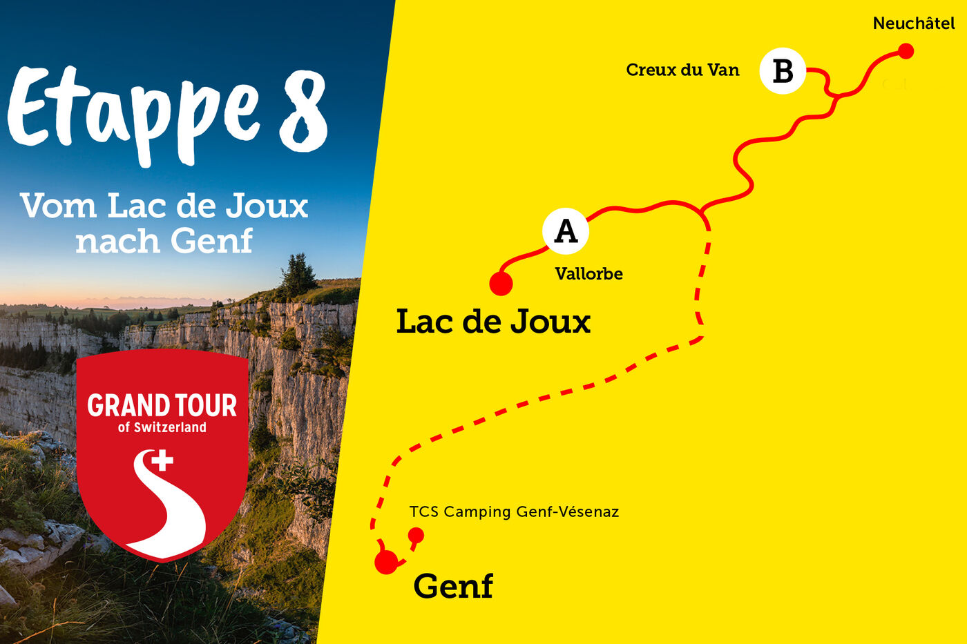 Karte Grand Tour of Switzerland Camping Etappe 8