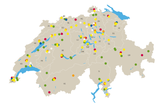 Standorte und Sektionen des TCS