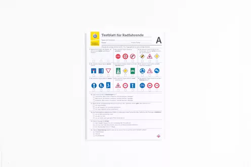 Testblatt für Velofahrer A (6-10 Jahre)